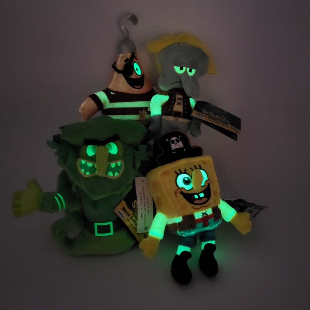 The Spongebob Movie Bikini‎ Bottom Glow Pals Plush 8" Complete Set of 4 Ages 3+